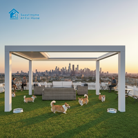 Pergola extérieure en aluminium Sweet Home 12x12 pieds, moderne, avec toit rétractable à lames motorisées, gazebo imperméable, protection UV
