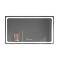 Miroir de salle de bain intelligent en verre rétroéclairé par LED avec fonction anti-buée, design extra-clair et surdimensionné, style moderne et minimaliste pour toilettes et maquillage