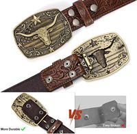 Ceintures Western pour hommes et femmes, ceinture Western pour homme avec boucle en forme de taureau, ceinture en cuir de style western pour jeans