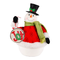 Bonhomme de neige en peluche rouge avec inscription Joy pour la décoration de table de Noël, vente en gros