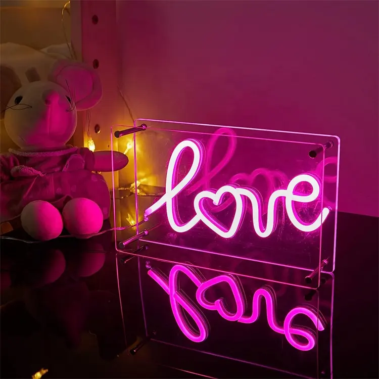 Lovely Acrylic Sign LED Board Desktop Illuminated Lucite Neon Sign Decorative Acrylic Led Shop Frame Acrylic Led Letter