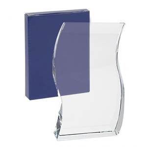Trophée en verre blanc avec plaque en bois, H=140 mm, techniques d'impression UV, pour récompenses, accueil des invités, salons professionnels, cadeaux promotionnels - Product Image 2