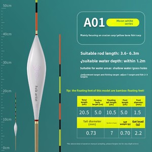 Flotteur de pêche vertical haute sensibilité pour carpes, à queue longue et très visible, idéal pour la pêche en eau peu profonde et en fond noir. - Product Image 6