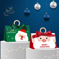 Nouvelle boîte cadeau triangulaire pour bougie de Noël avec motif Père Noël, ruban en carton blanc et anneau en bois, impression UV