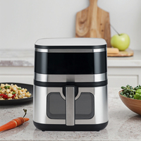 Friteuses à air en acier inoxydable SKD CKD de 8 litres, vente chaude, contrôle numérique intelligent, articles ménagers, revêtement antiadhésif, friteuses à air économiques