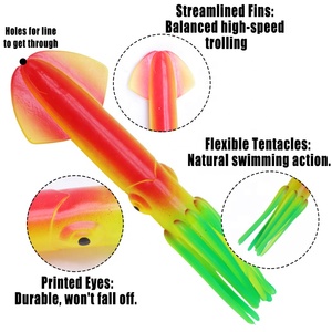 Señuelos de Pesca de Calamar de Plástico Suave de Alta Calidad, Señuelos Luminosos para Pesca de Pulpo, Señuelos para Pesca de Grandes Peces en Agua Salada, Colores Surtidos, Hoochies - Product Image 2
