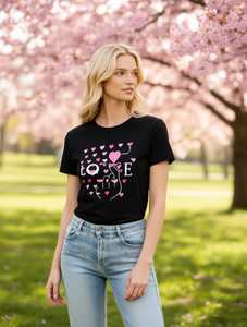 T-shirt stampata con motivo a cuore per San Valentino, da donna, a maniche corte, girocollo, casual, dolce, alla moda, regalo per le vacanze, primavera - Product Image 2