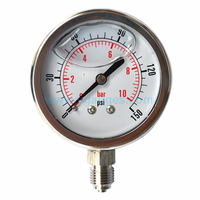 Manomètre à huile tout en acier inoxydable de 100 mm, type baromètre avec anneau serti pour application liquide