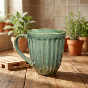 Ceramic Coffee Mug <b>Green</b> Matte Wabi Sabi Design Solid Color Home Use - Product Image 1