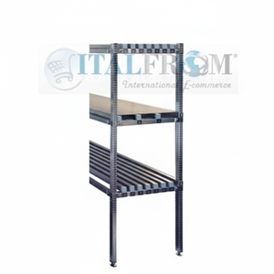 Scaffalatura in Acciaio Inox 85 H X 50 CM con Traversa e Basi Capacità 2500 Kg Attrezzatura per Carico e Stoccaggio - Product Image 1