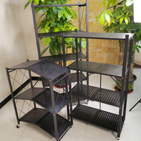 Étagères de rangement pliantes multifonctions pour cuisine, en métal, 3/4/5 niveaux, avec roulettes universelles, 2 niveaux, Estantes pliables, pliables, Remo