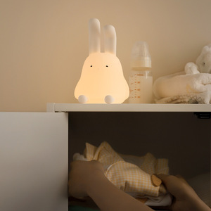 <b>Rabbit</b> Night <b>Light</b> Silicone Tap Control USB Charging LED Ambient Lamp For Baby Kids Bedroom - Product Image 4