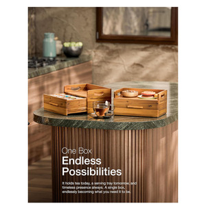 Solid Wood Tea <b>Storage</b> Box With <b>Drawer</b> Rectangular Food Container Decorative <b>Storage</b> <b>Boxes</b> - Product Image 1