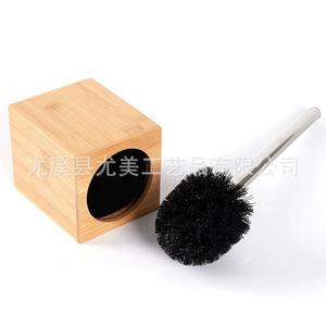 Bamboo toilet brush cleaning brush, long handle, toilet cleaning brush, bathroom toilet brush <b>set</b> - Product Image 2