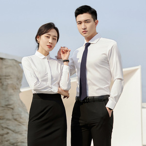 Men's And Women's Professional Formal Shirts Solid Color Cotton Workwear For Office Uniforms 62% Cotton Short Sleeve - Product Image 3