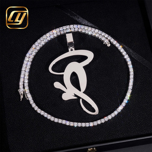 Colgante de Plata de Ley 925 con Incrustaciones de Diamantes de Laboratorio, Joyería Hip Hop Personalizada para Hombre, Colgante CHOYUE con Letra - Product Image 5