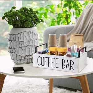 Wooden Coffee Storage <b>Box</b> Rectangle Compartmentalized Desktop Organizer For <b>Tea</b> Bag And Coffee Supplies - Product Image 1