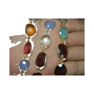 Estación de bisel de varias piedras, cadena de conector de piedras preciosas - Product Image 1