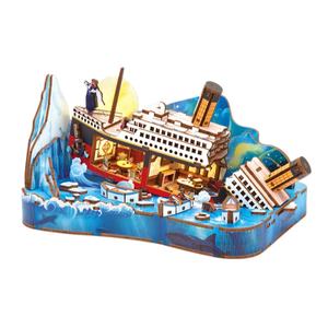 <span class=keywords><strong>Puzzle</strong></span> en bois <span class=keywords><strong>3D</strong></span> EPT représentant un bus londonien avec éclairage LED, kit de construction DIY pour la décoration de la maison - Product Image 2