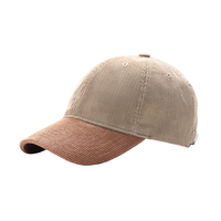 Casquette de baseball en velours côtelé 6 panneaux structurée style Dad Hat à visière courbée vintage brodée réglable pour le golf et l'extérieur, vente en gros, logo personnalisé