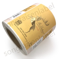Étiquette de bouteille personnalisée en feuille d'or, impression sérigraphique, imperméable, logo couleur personnalisé, impression CMYK et étiquetage pour aliments, vin, bière, whisky