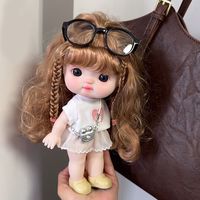 Poupées en peluche humaines avec lunettes, poupées filles rondes, mini-poupées de mode en vinyle de 22 cm, jouets OEM & ODM disponibles, prise en charge de la personnalisation du logo et de la taille