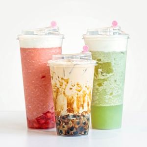 Vasos de PP en Forma de U Transparentes y Ecológicos con Logotipo Personalizado, Vasos Gruesos para Smoothies, Té Boba, Té de Burbujas con Tapas - Product Image 1