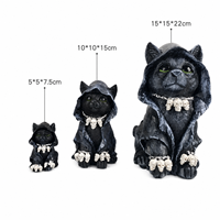 Statue Chat Noir Halloween Figurine Résine Ornement Décoration Maison Jardin Bureau Table Étagère