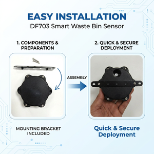 DF703 Poubelle intelligente à <span class=keywords><strong>capteur</strong></span> ultrasonique IP68 NB-IoT LoRaWAN 4G Cat-M pour extérieur, avec <span class=keywords><strong>capteur</strong></span> de niveau de remplissage et de <span class=keywords><strong>d</strong></span>étection <span class=keywords><strong>d</strong></span>'<span class=keywords><strong>incendie</strong></span>/inclinaison, portée 4m - Product Image 4