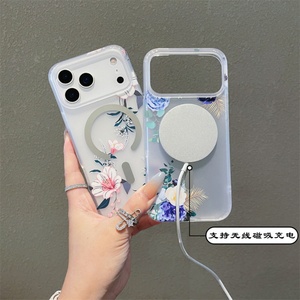 เคสโทรศัพท์ลายดอกไม้แบบด้าน IMD ดีไซน์ใหม่ สำหรับผู้หญิง อุปกรณ์เสริมมือถือ รองรับการชาร์จไร้สาย แม่เหล็กในตัว สำหรับ iPhone 17 16 15 14 13 - Product Image 2