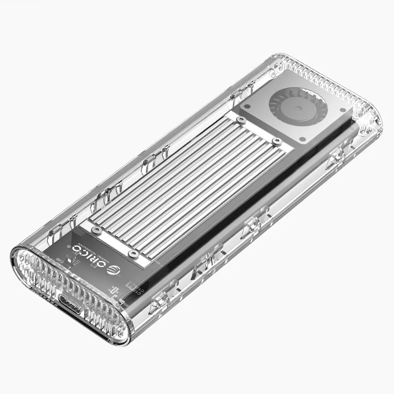 도매 투명 USB 4 40Gbps M.2 NVMe 하드 드라이브 인클로저 3500 MB/s 내장 냉각 팬, 벼락 3/4 호환 가능
