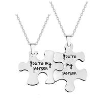 Forever Always Couple Géométrique Amour Puzzle Lettrage Pendentif En Acier Inoxydable pour Anniversaires De Mariage Chandail Chaîne Style