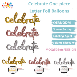 Globo de lámina metálica con letras de mayúsculas conectadas para celebrar, ecológico, en dorado y oro rosa, para decoración de fiestas y celebraciones. - Product Image 1