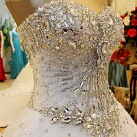 Robe de Mariée Étincelante en Dentelle et Cristal 2025, Style Princesse en Tulle, Col Cœur, Traîne Cathédrale, Modèle Arabe Dubai Vestidos De Noiva Mariage