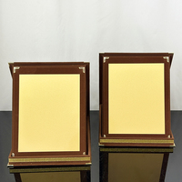 Boîte en velours pliable marron avec plaque dorée pour certificat MH-FJ0059