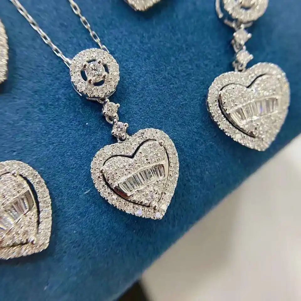 Изготовленные на заказ аксессуары из натурального камня ювелирные изделия Шарм Подвески в виде сердца, настоящим 18К золотое ожерелье алмазов