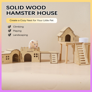Vente en gros d'usine - Cachette carrée classique pour hamster en bois massif naturel, écologique, robuste, durable et imperméable pour petits animaux d'intérieur - Product Image 2