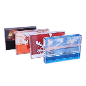 Marco de foto de globo de nieve personalizado, bola flotante de agua acrílica, con brillo - Product Image 4