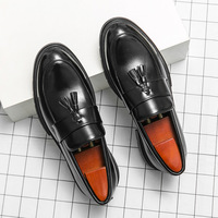 Zapatos Casuales de Negocios para Hombre, Nuevos, Estilo Brogue, Transpirables, de Cuero, con Borlas, Mocasines Sin Cordones, Cómodos, Duraderos, para Uso Diario en la Oficina