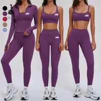 Ensemble de yoga 4 pièces pour femme, qualité supérieure, personnalisé, séchage rapide, respirant, sensation seconde peau, tenue de sport ajustée pour la course et la gym