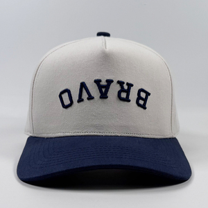 New Fashion Upside Down Two Tone Structured 5 Panel Baseball Cap Custom Puff 3d Embroidered Name <strong>Navy</strong> Trucker <strong>Hats</strong> for Wedding - Product Image 2