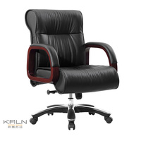 Chaise de bureau ergonomique KALN à dossier haut avec roulettes en cuir véritable, réglable en hauteur