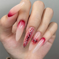 Faux ongles en amande 3D à coller, 24 pièces, motif Halloween, en ABS, avec citrouille d'Halloween, ongles artificiels