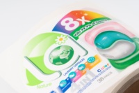 Rouleau imprimé de LOGO privé personnalisé étiquettes de bouteille de détergent en PVC PE auto-adhésives impression, étiquette de bouteille de détergent liquide de lessive