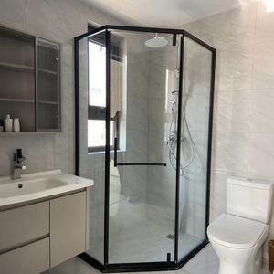 Cabine de <span class=keywords><strong>douche</strong></span> en verre trempé sur mesure avec cadre en aluminium, 6 mm, 8 mm, 10 mm, 12 mm, porte coulissante carrée, enceinte de <span class=keywords><strong>douche</strong></span> - Product Image 3