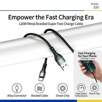 Câble de charge rapide 120W Type-C, câble de charge tressé, interface USB, alliage d'aluminium, câble de charge rapide pour voiture, universel