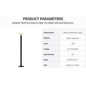 Elena Torchere Đèn Sàn Sang Trọng Hiện Đại Kim Loại Thạch Cao Thạch Cao Bóng Râm Cao Đứng Ánh Sáng Nhà Máy Bán Buôn Cung Cấp OEM ODM Số Lượng Lớn Đặt Hàng - Product Image 3