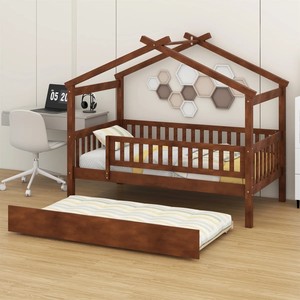 Letto a Castello in Legno Massello per Bambini con Sponda di Sicurezza, Design Moderno e Semplice per Ragazzi e Ragazze, Letto Singolo per Uso Domestico - Product Image 2