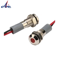 6mm 8mm 10mm 12mm 16mm wasserdichter flacher Kopf 12v gelb grün blau Metall LED Not leuchte mit Kabel