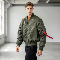 Veste de pilote personnalisée, broderie OEM, imperméable, 100% nylon, veste bomber MA1 pour homme
